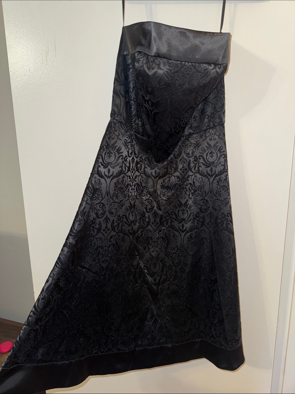 White House Black Market Black Jacquard Strapless A-Line Skirt